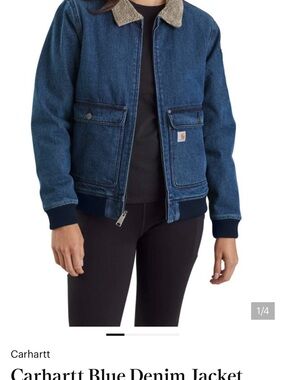 Carhartt Dark Blue Denim Jacket with Sherpa Collar